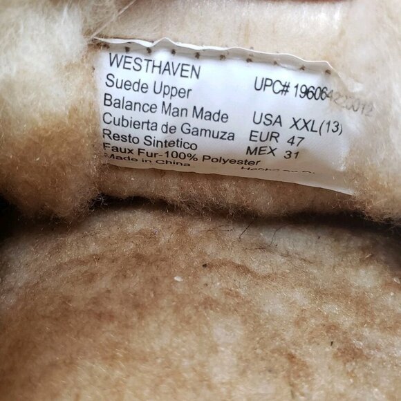 Eddie Bauer Westhaven Slipper Mens 13 Brown Suede Slip On Faux Fur House Shoe - Picture 14 of 14